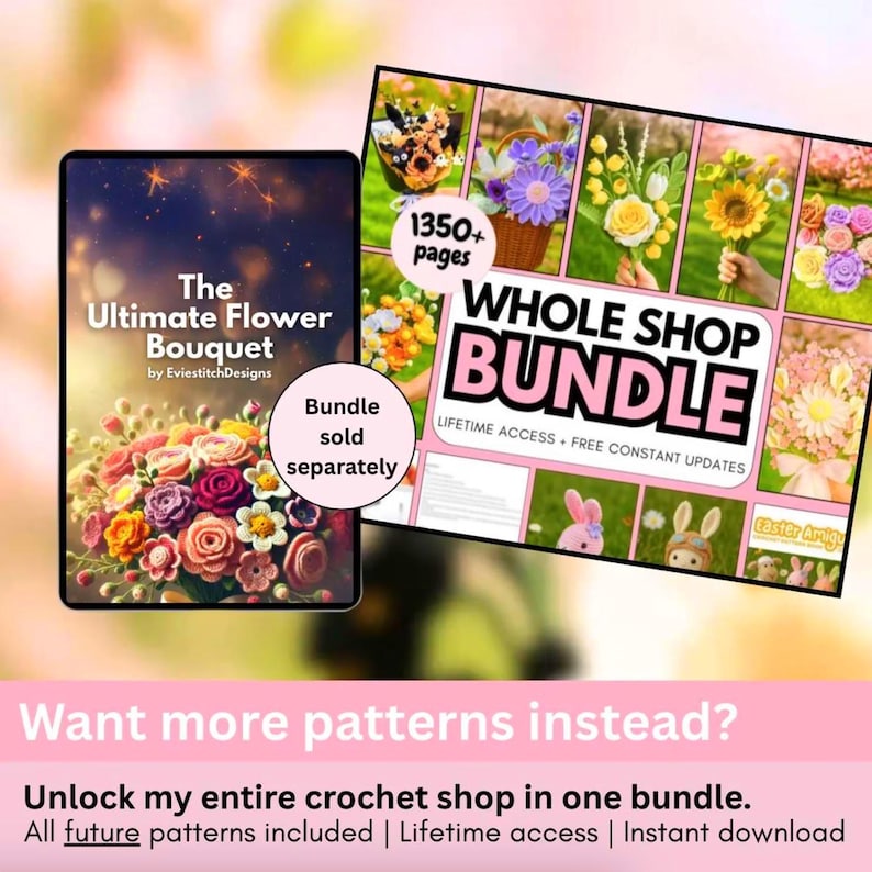 900+ Pages Flower Bouquet Crochet PATTERN Bundle Amigurumi Mother Day Floral Stem Pot Plant Spring Summer Wedding Rose Bridal