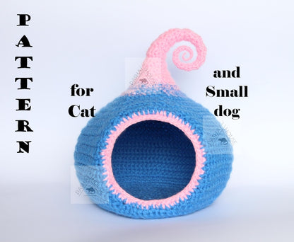 Cat bed crochet pattern/ Small dog cave bed/ Calabash-house DIY (Digital PDF)