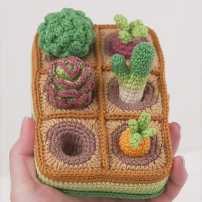 5-in-1 vegetable patch crochet pattern amigurumi by AradiyaToys mini kingdom mushroom gnome crochet tutorial DIY PDF file bunny garden girl